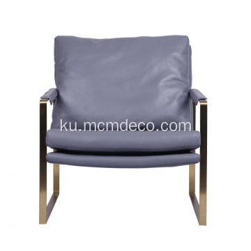 Modern Zara Stainless Steel Leather Lounge Serokê